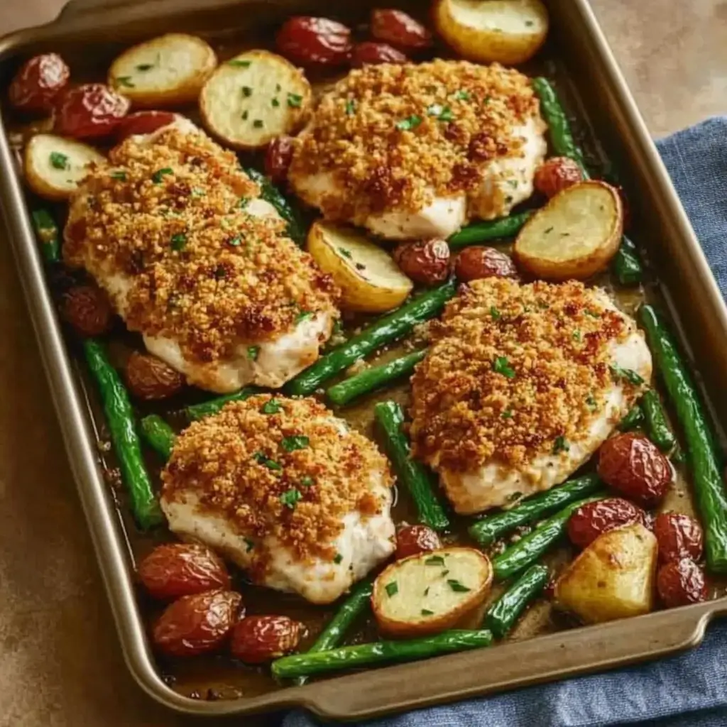 Parmesan Crusted Chicken Sheet Pan